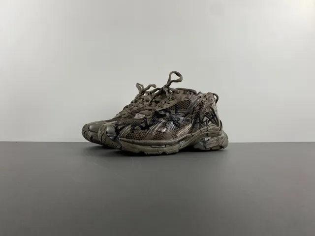 Balenciaga Beige Black Deconstructed Graffiti-Painted Chunky Sneakers 10