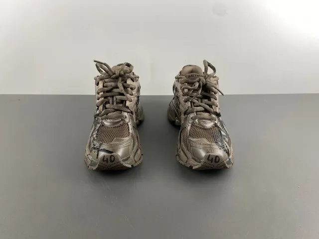 Balenciaga Beige Black Deconstructed Graffiti-Painted Chunky Sneakers 11