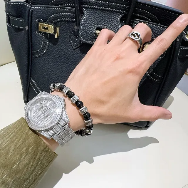 Balenciaga কালো এবং সিলভার-টোন মণি চুড়ি 2