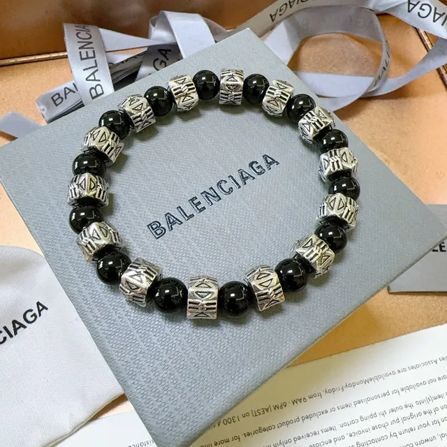 Balenciaga কালো এবং সিলভার-টোন মণি চুড়ি 3