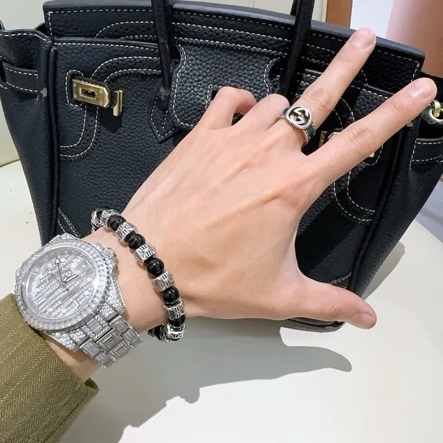 Balenciaga কালো এবং সিলভার-টোন মণি চুড়ি 5