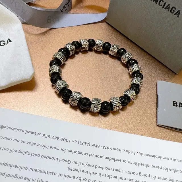 Balenciaga কালো এবং সিলভার-টোন মণি চুড়ি 6