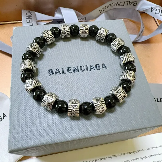 Balenciaga কালো এবং সিলভার-টোন মণি চুড়ি 7