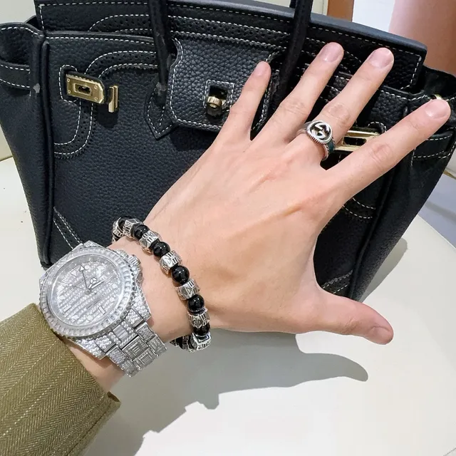 Balenciaga কালো এবং সিলভার-টোন মণি চুড়ি 8