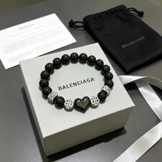 Balenciaga Black Bead and BB Charm Bracelet