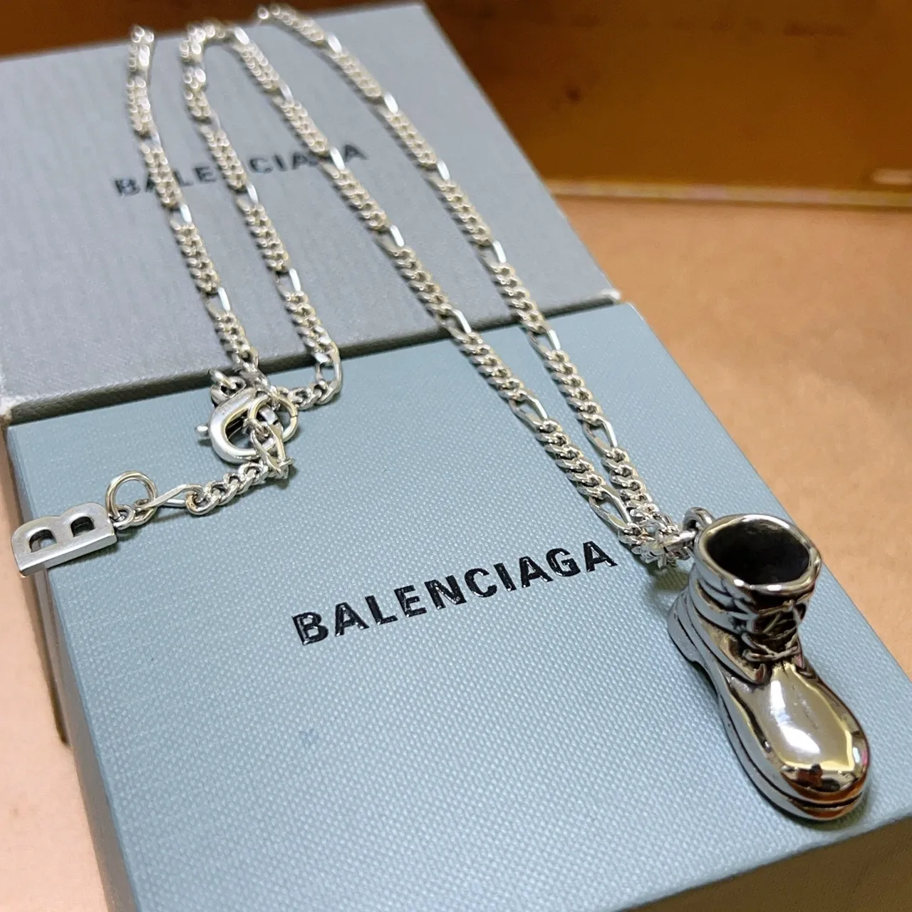 Balenciaga Boot Pendant Silver Chain Necklace 6