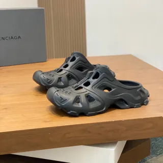 Balenciaga Defender Dark Gray Molded Rubber Clogs