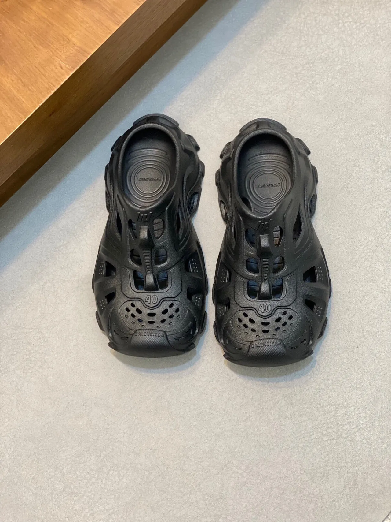 Balenciaga Defender Dark Gray Molded Rubber Clogs 2
