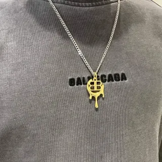 Balenciaga Embroidered Logo Washed Gray Ribbed Crewneck Sweater