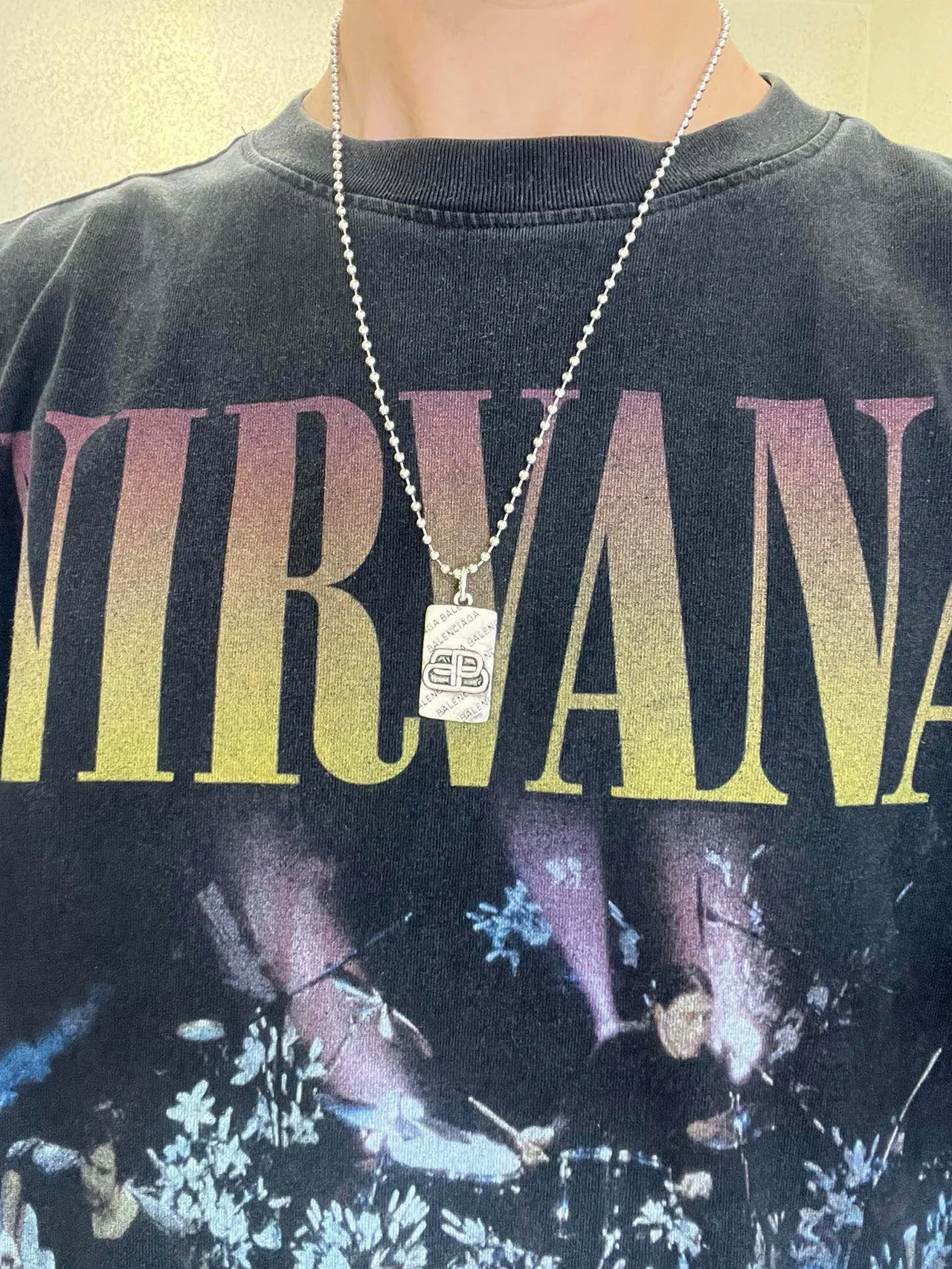 Balenciaga Collier Pendentif Plaque ID Chaîne à Billes 4