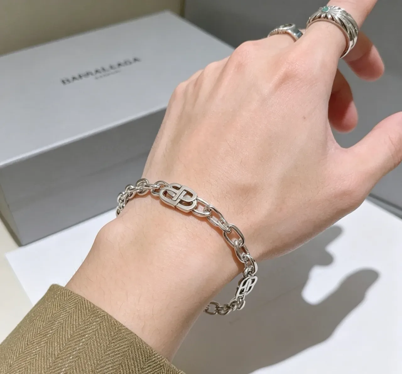 Balenciaga Logo Chain Bracelet Silver Metal Bracelet 5