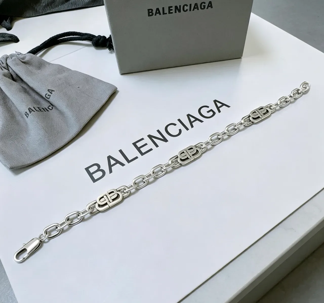 Balenciaga Logo Chain Bracelet Silver Metal Bracelet 6