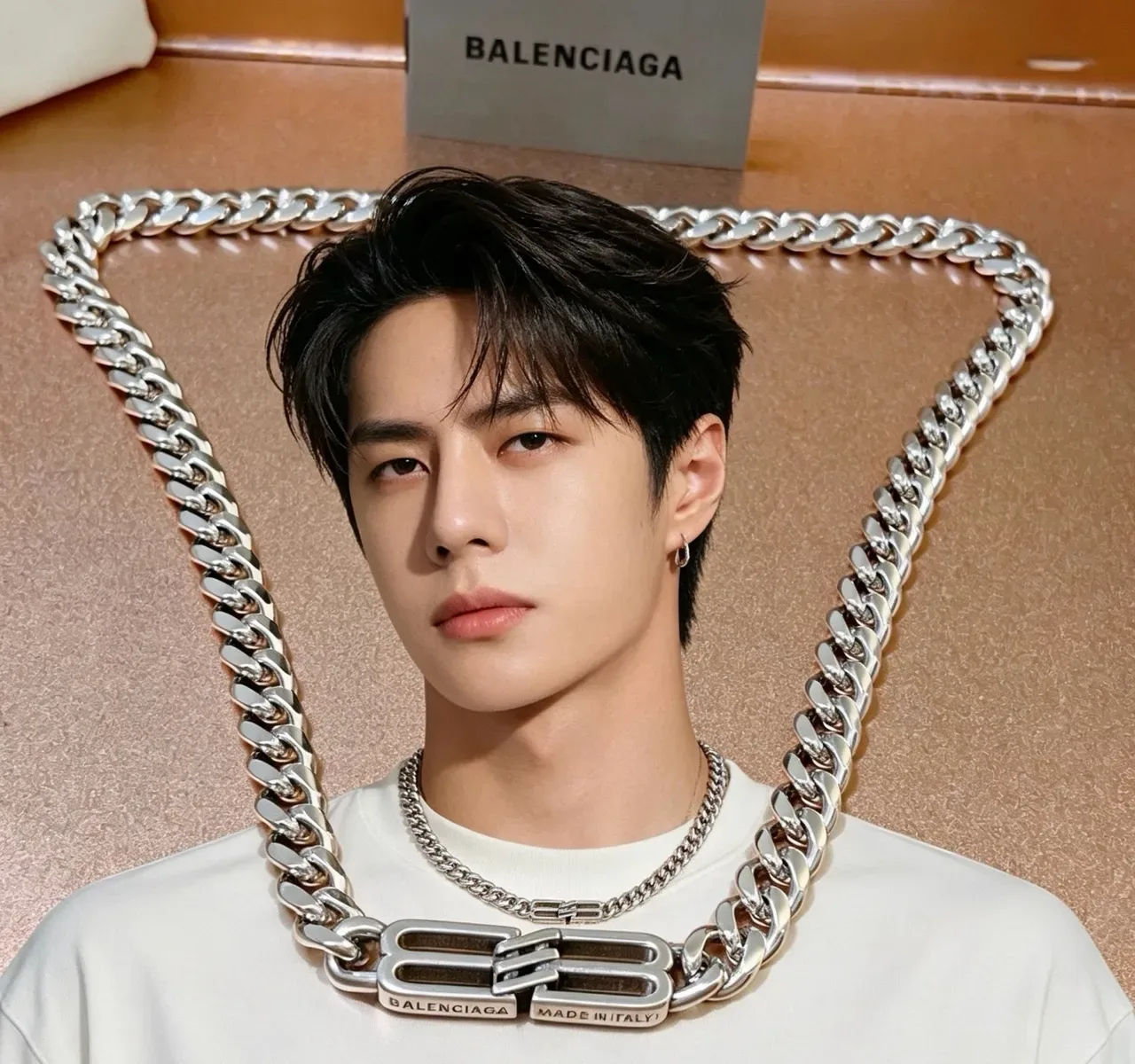 Balenciaga Logo Chain Silver Curb Necklace 2