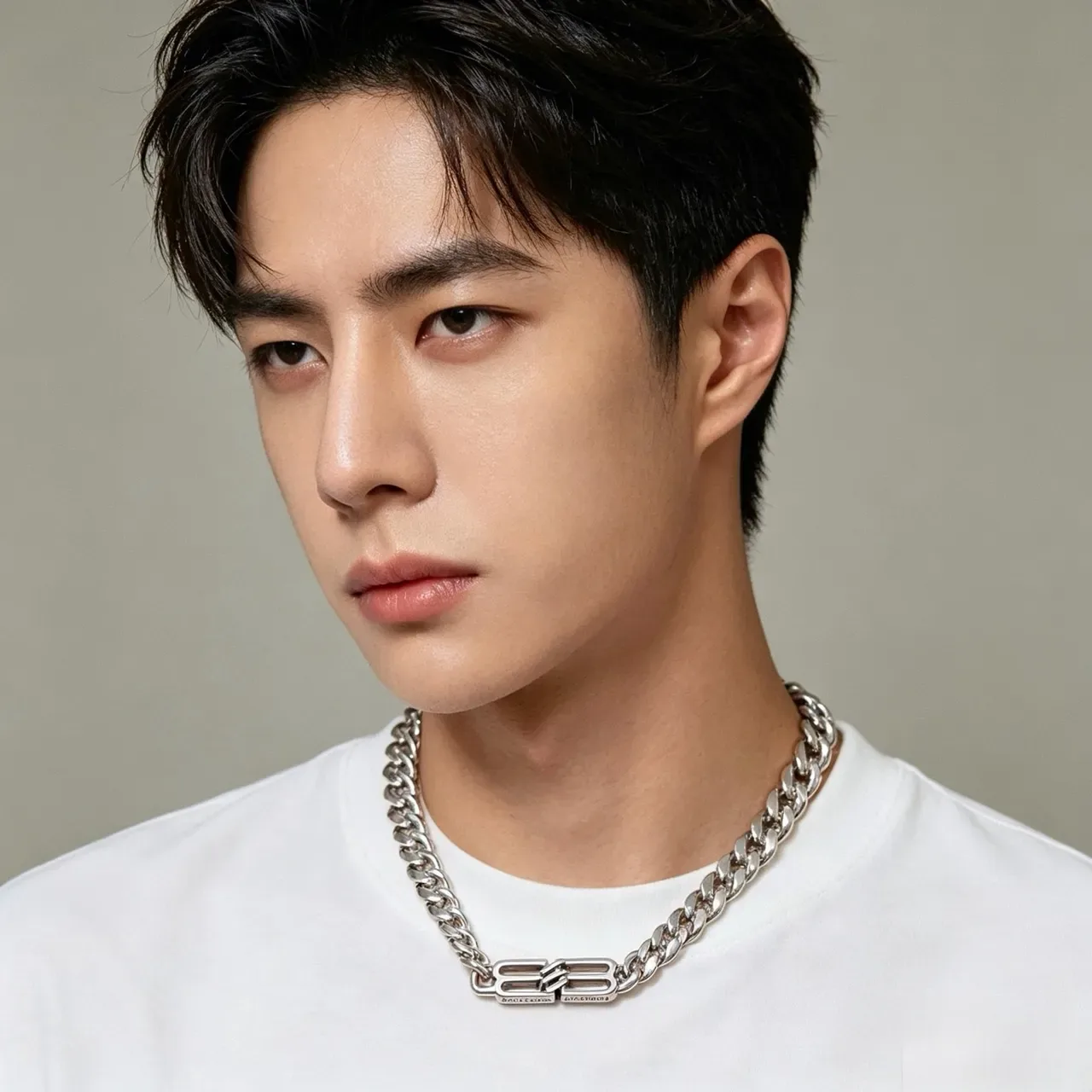 Balenciaga Logo Chain Silver Curb Necklace 5