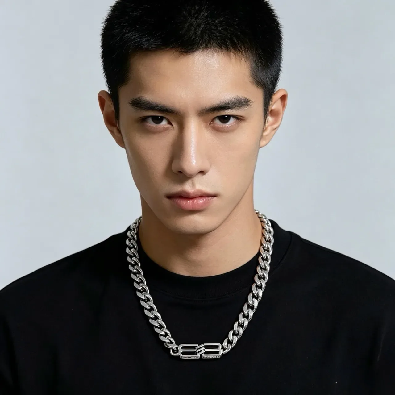 Balenciaga Logo Chain Silver Curb Necklace 8
