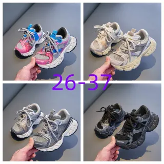巴伦西亚加 粉蓝 oversized sole 网面-合成混合鞋面 厚底运动鞋