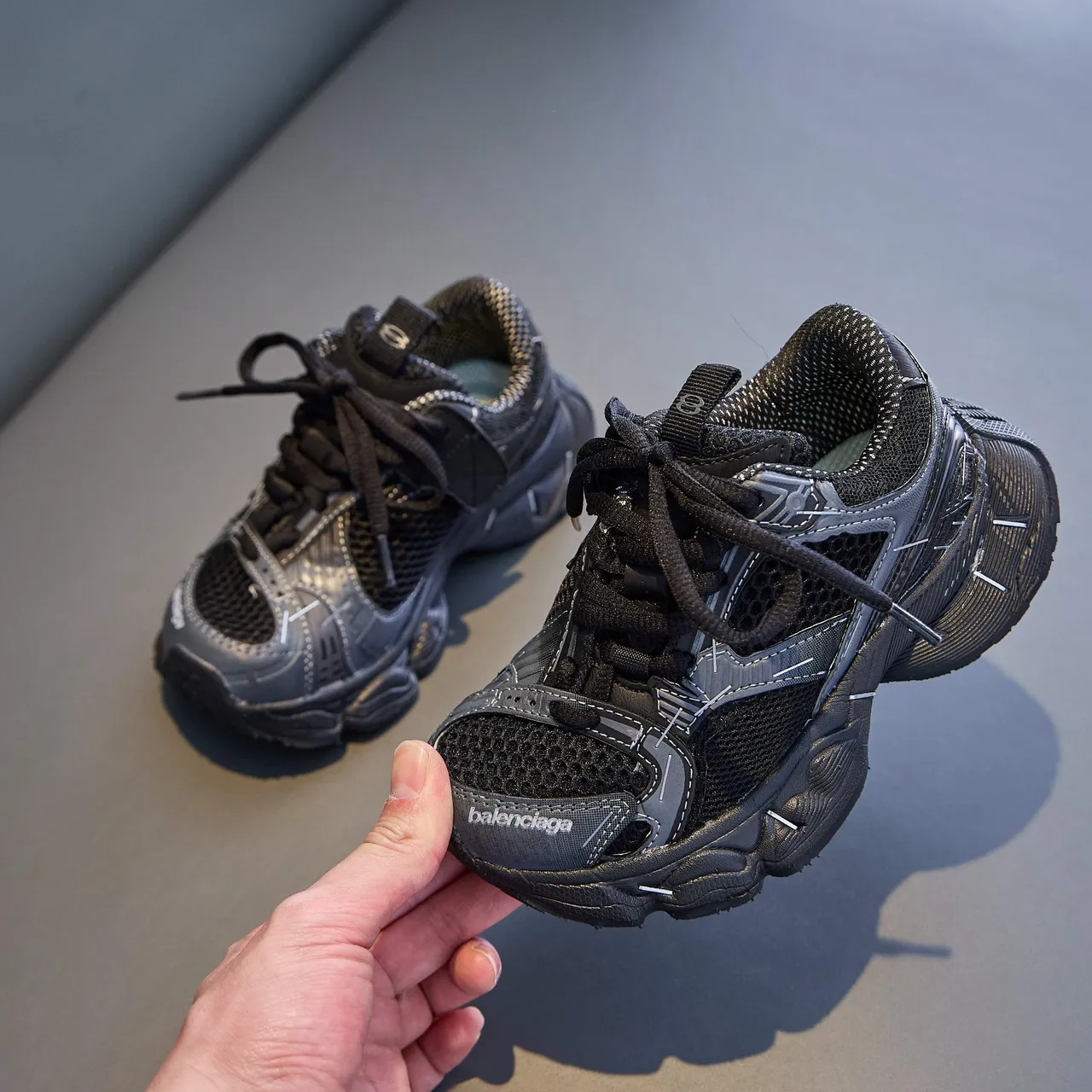 Balenciaga Pink Blue Oversized Sole Mesh-Synthetic Hybrid Upper Chunky Sneakers 13