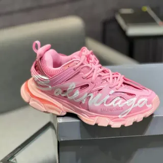 Balenciaga Runner Pink Script Chunky Sneakers