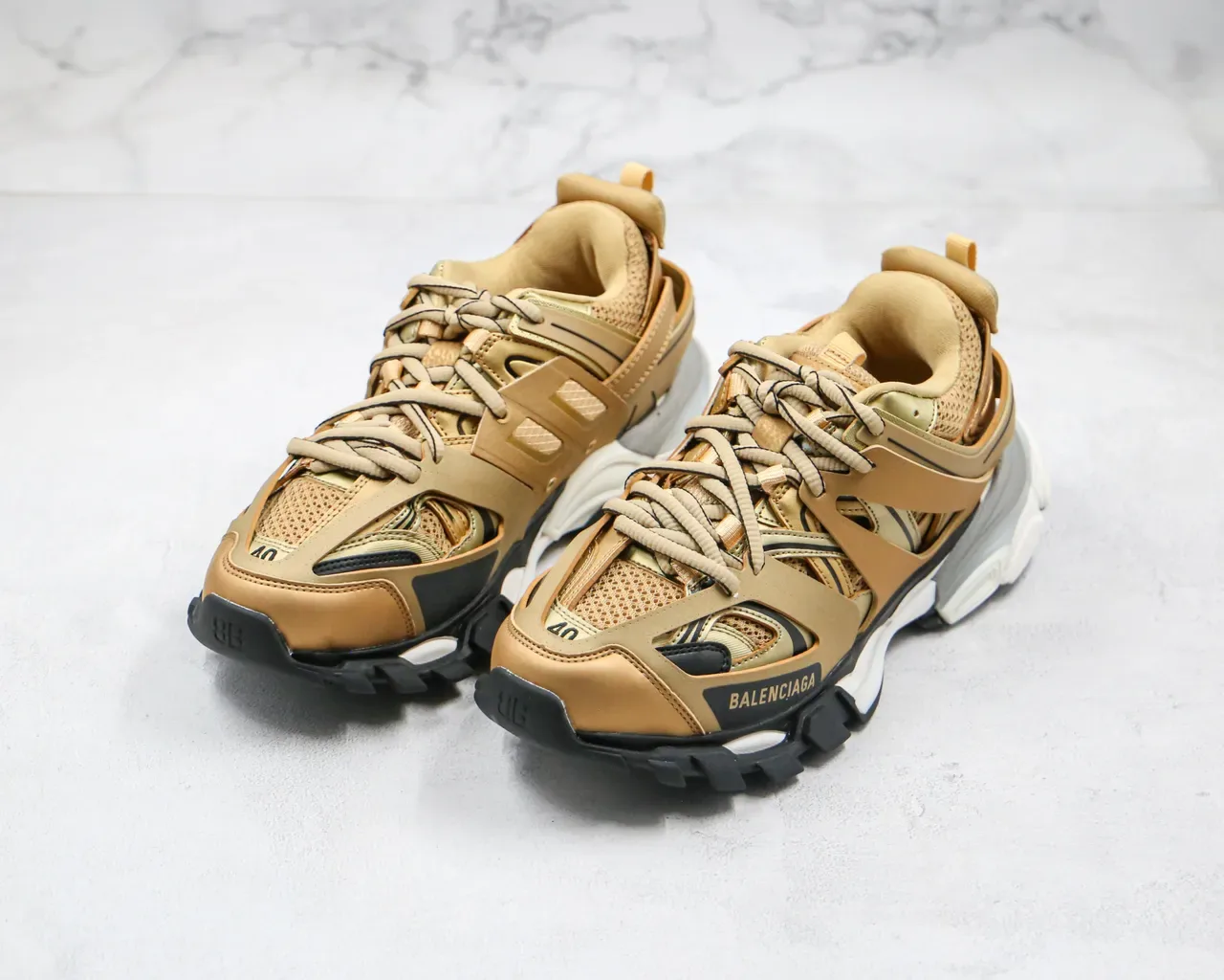 Balenciaga Runner Tan and Black Chunky Sneakers 7