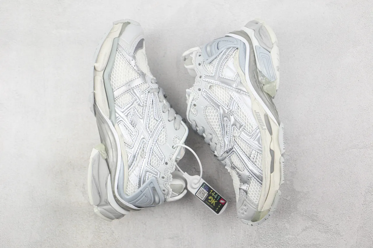 Balenciaga Runner White Silver Chunky Sneakers 2
