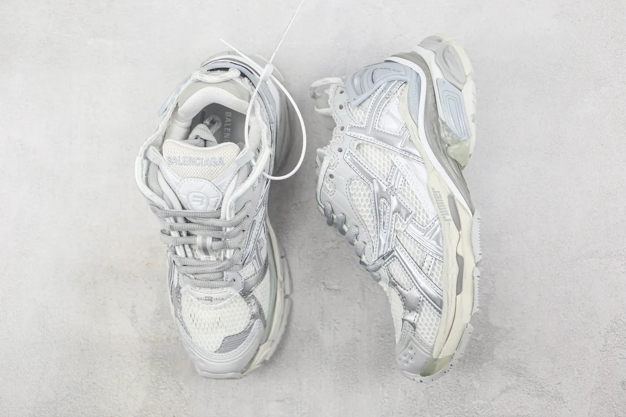 Balenciaga Runner White Silver Chunky Sneakers 3