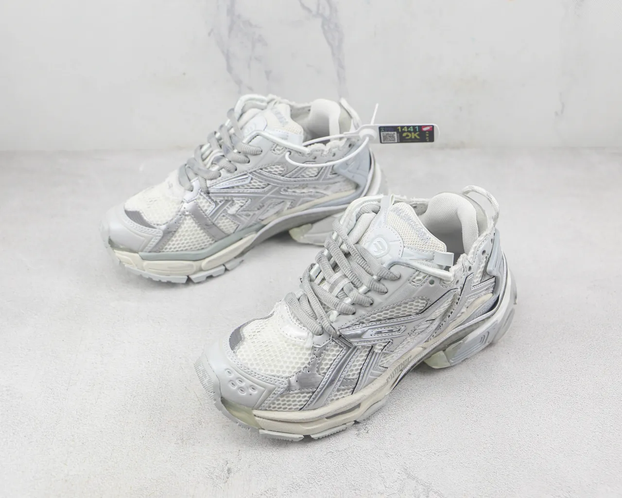 Balenciaga Runner White Silver Chunky Sneakers 4