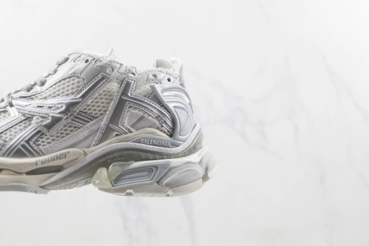 Balenciaga Runner White Silver Chunky Sneakers 7