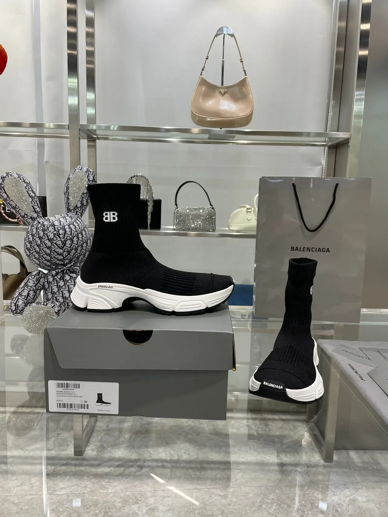 Balenciaga Speed Trainer Speed 3.0 काले और सफेद चंकी स्नीकर 2