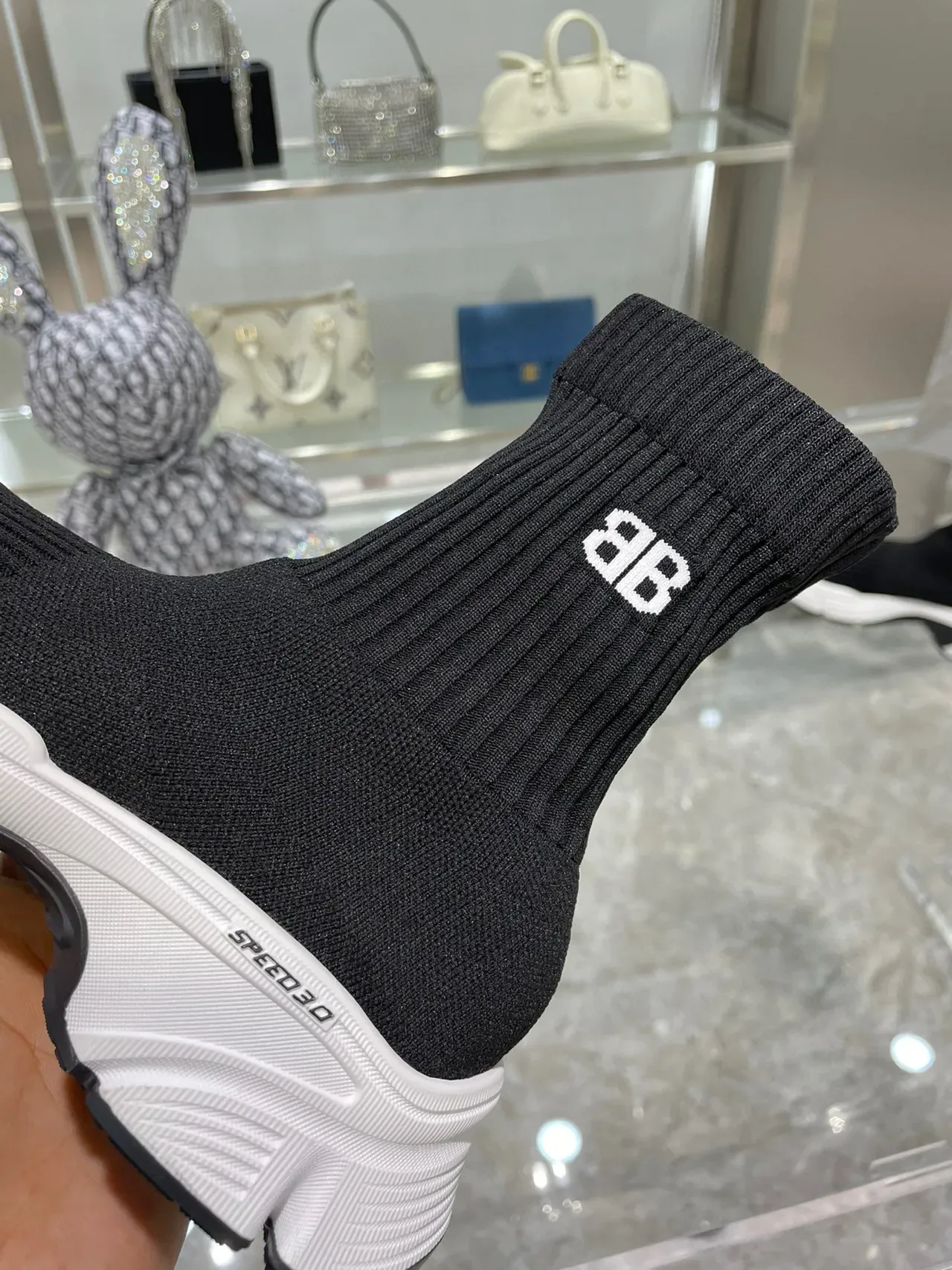 Balenciaga Speed Trainer Speed 3.0 काले और सफेद चंकी स्नीकर 4