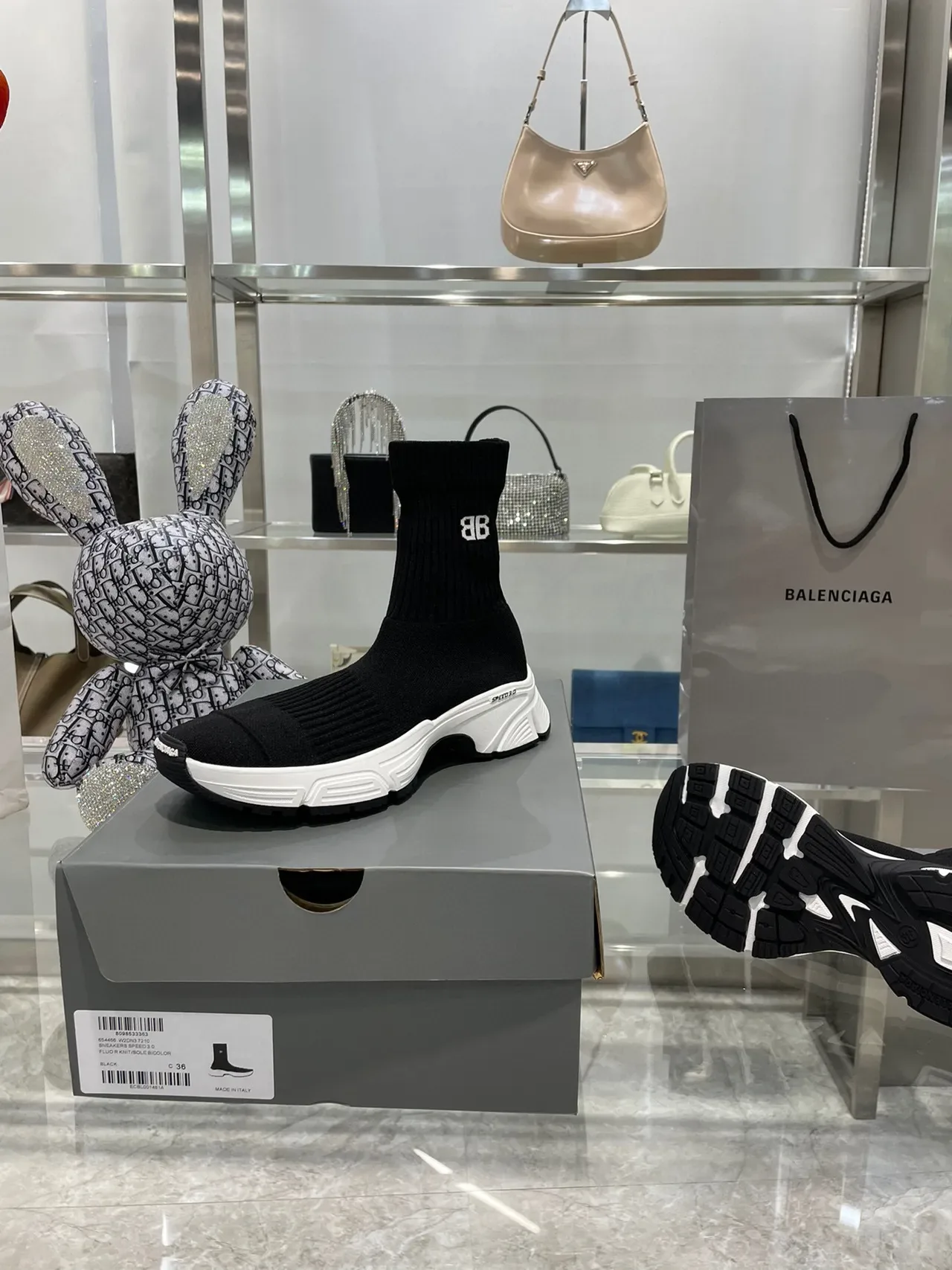 Balenciaga Speed Trainer Speed 3.0 काले और सफेद चंकी स्नीकर 5