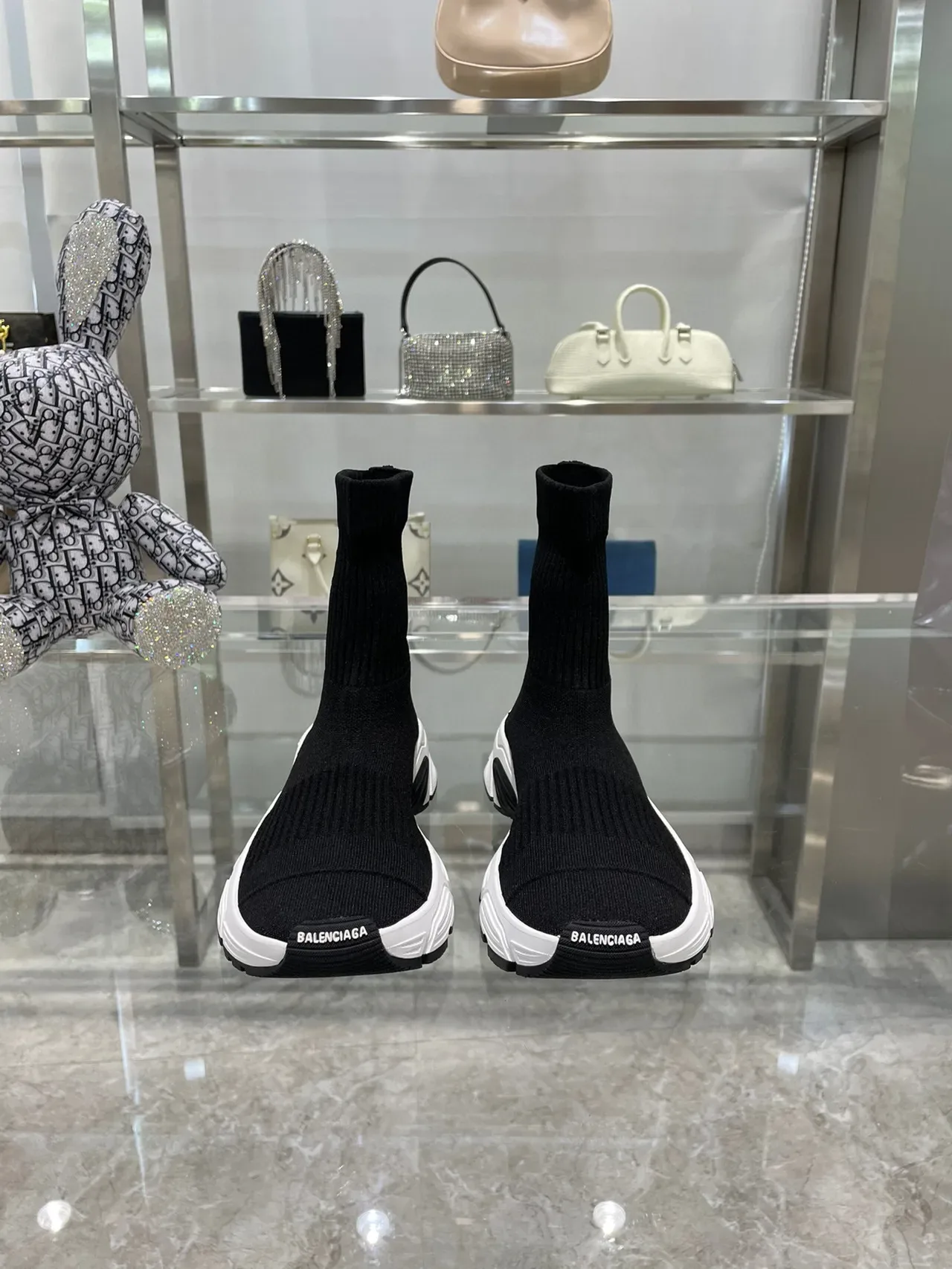 Balenciaga Speed Trainer Speed 3.0 काले और सफेद चंकी स्नीकर 9