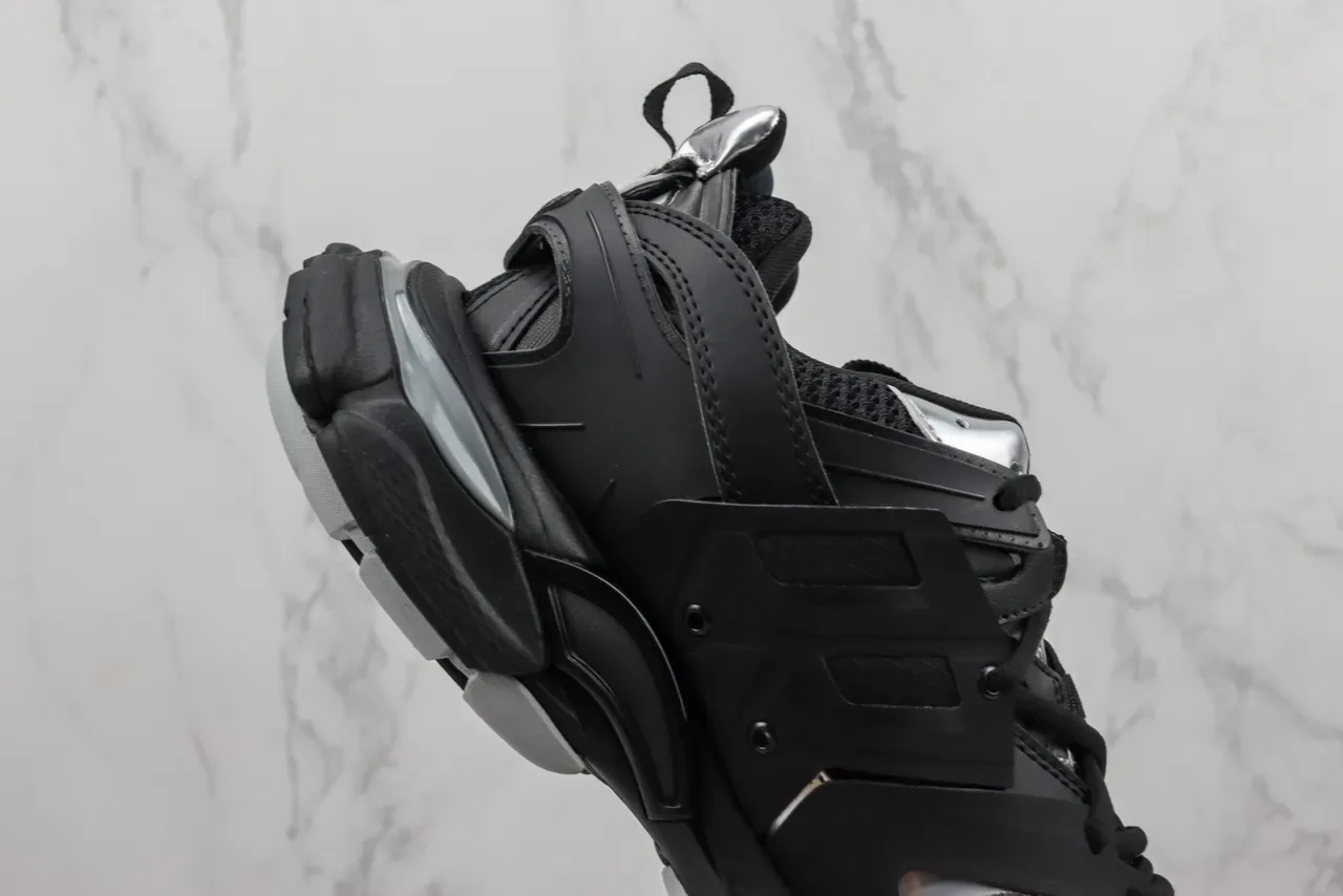 Balenciaga Track Trainer Black and Silver Chunky Sneakers 5