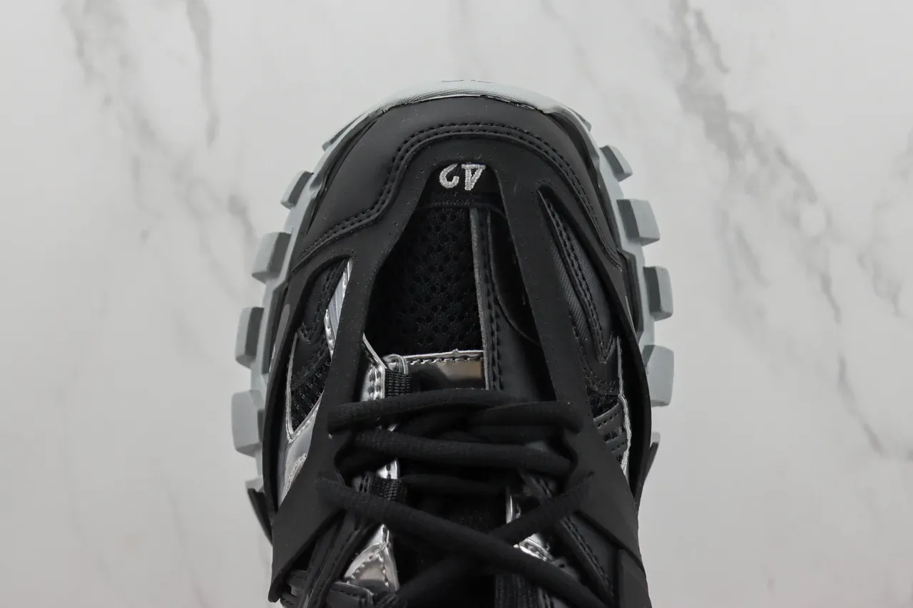 Balenciaga Track Trainer Black and Silver Chunky Sneakers 6