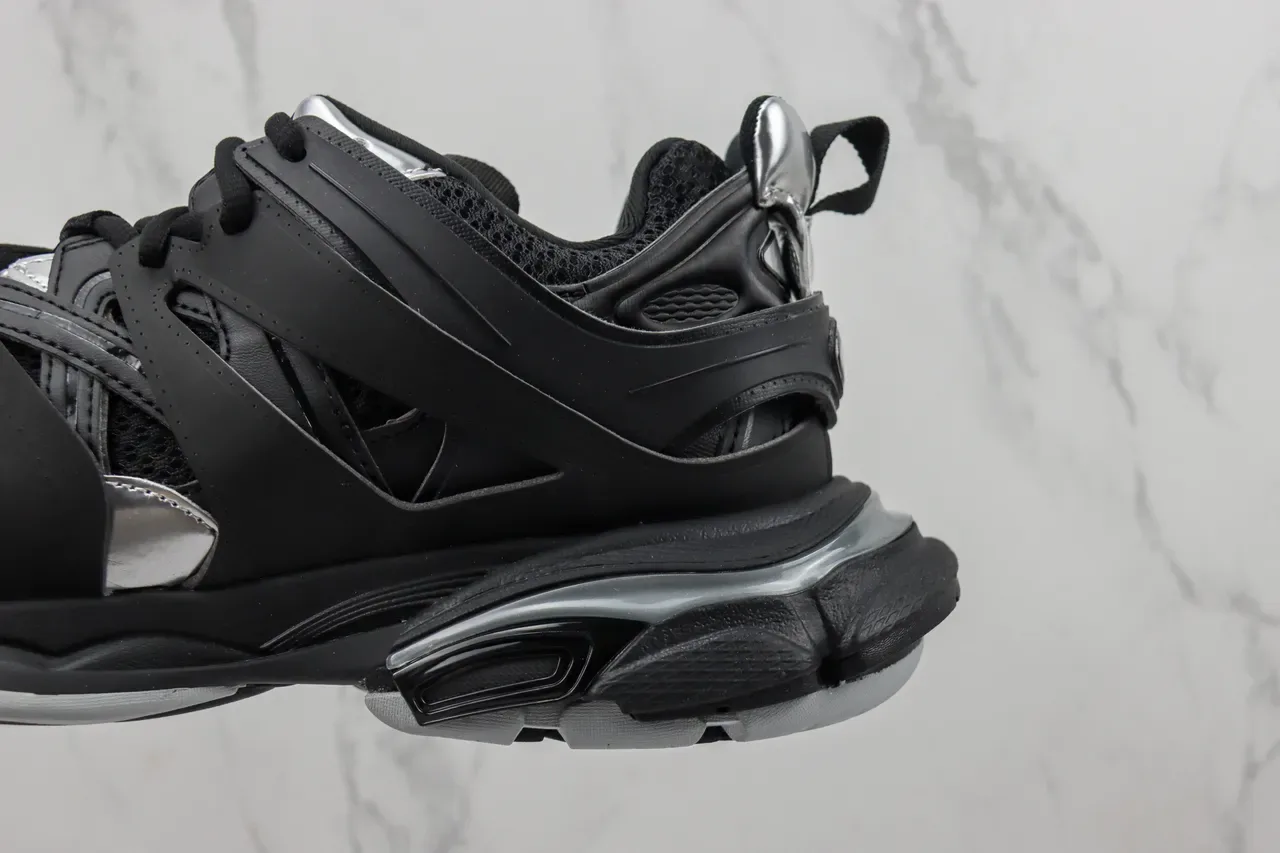 Balenciaga Track Trainer Black and Silver Chunky Sneakers 7