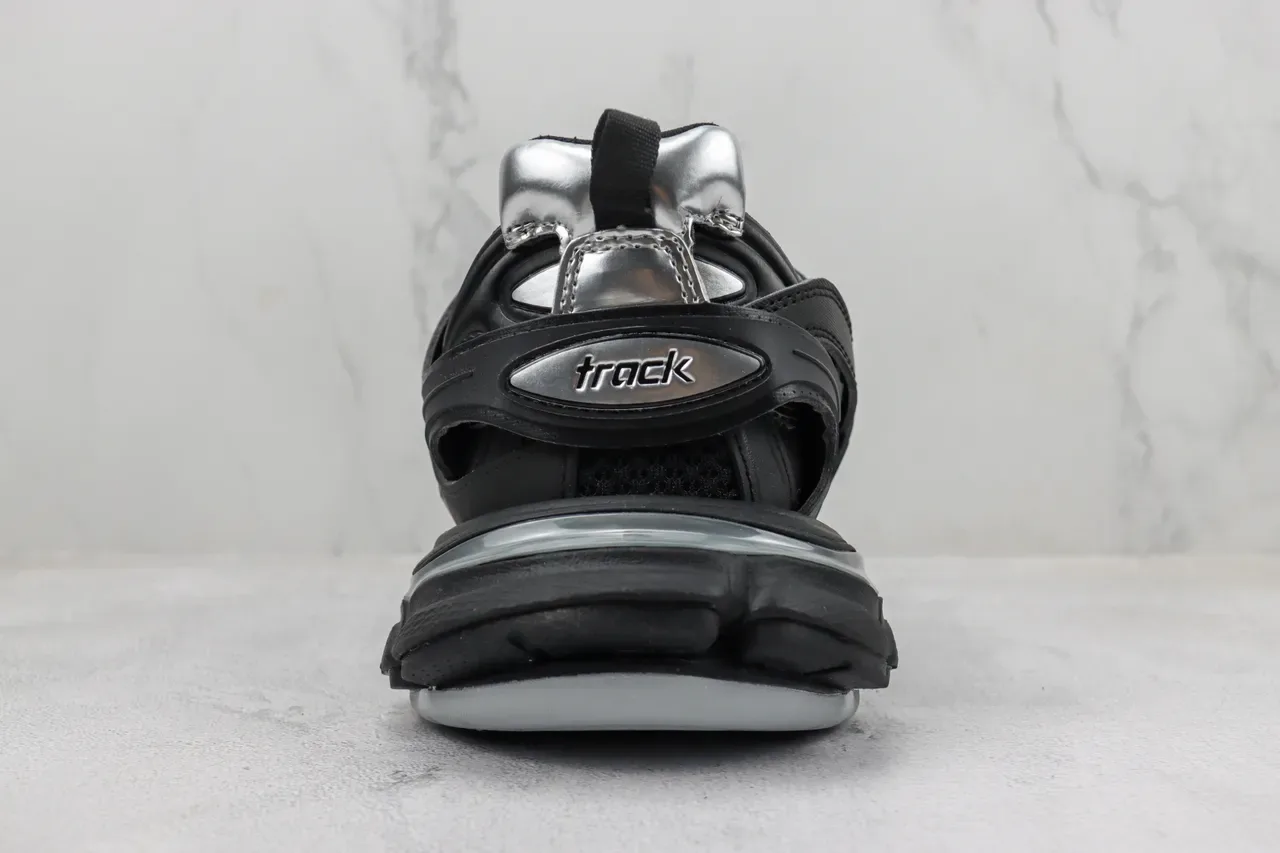 Balenciaga Track Trainer Black and Silver Chunky Sneakers 9