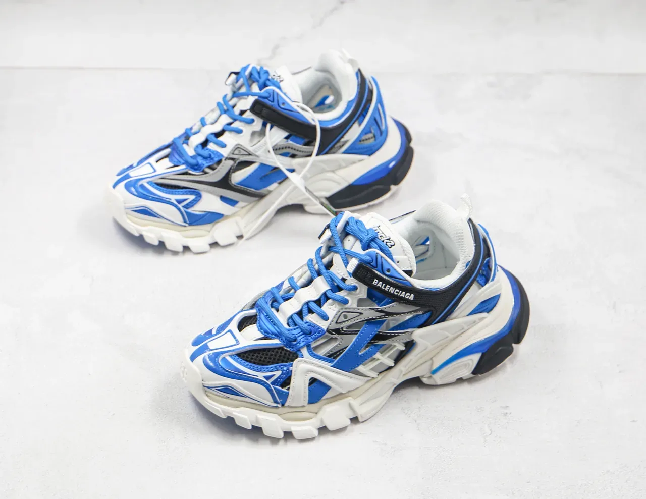 Balenciaga Track Trainer brancos azuis pretos chunky sneakers 7