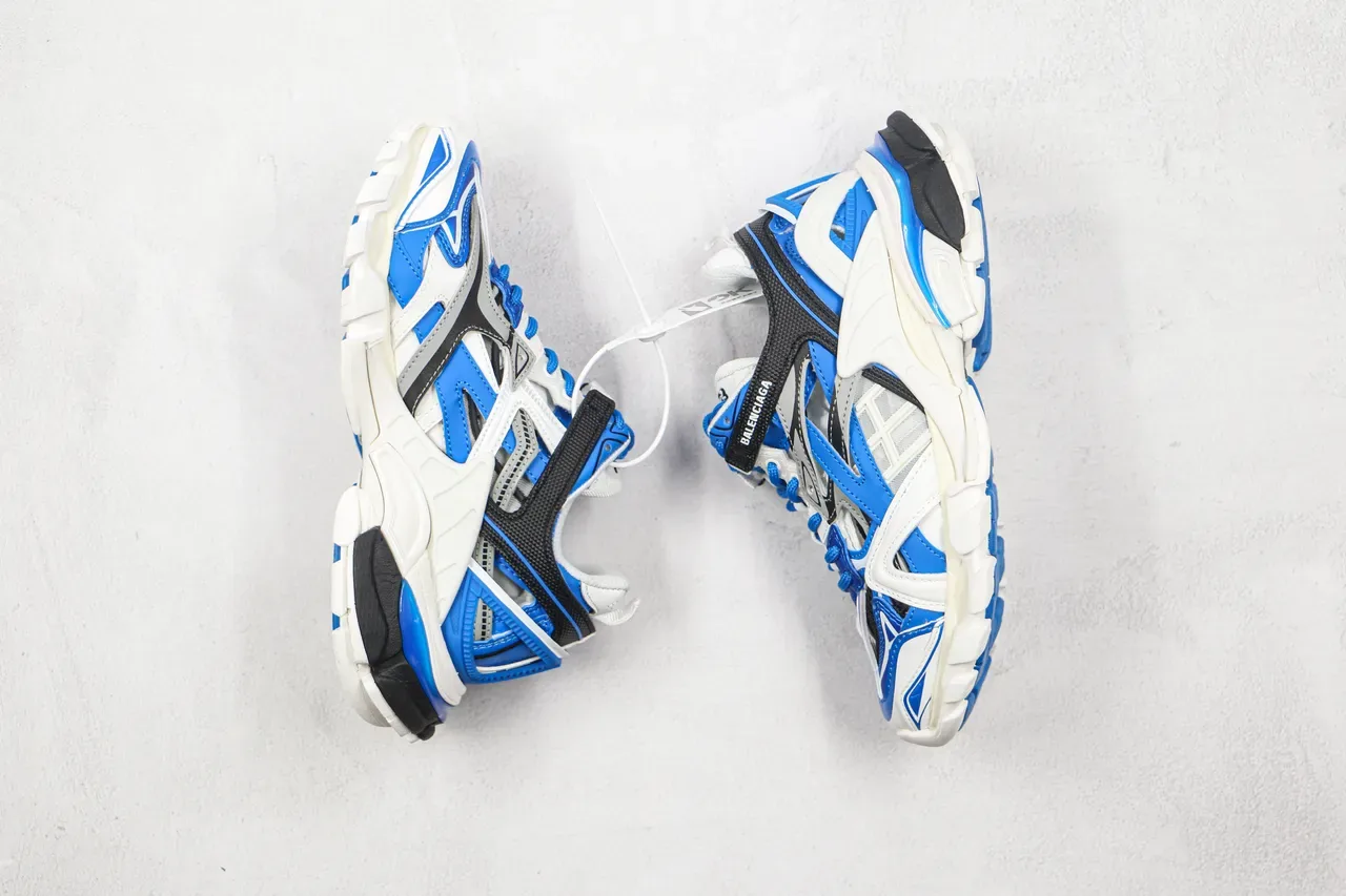 Balenciaga Track Trainer brancos azuis pretos chunky sneakers 9