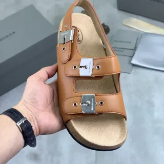 Balenciaga Triple Buckle Tan চামড়ার ক্যাজুয়াল স্যান্ডেল