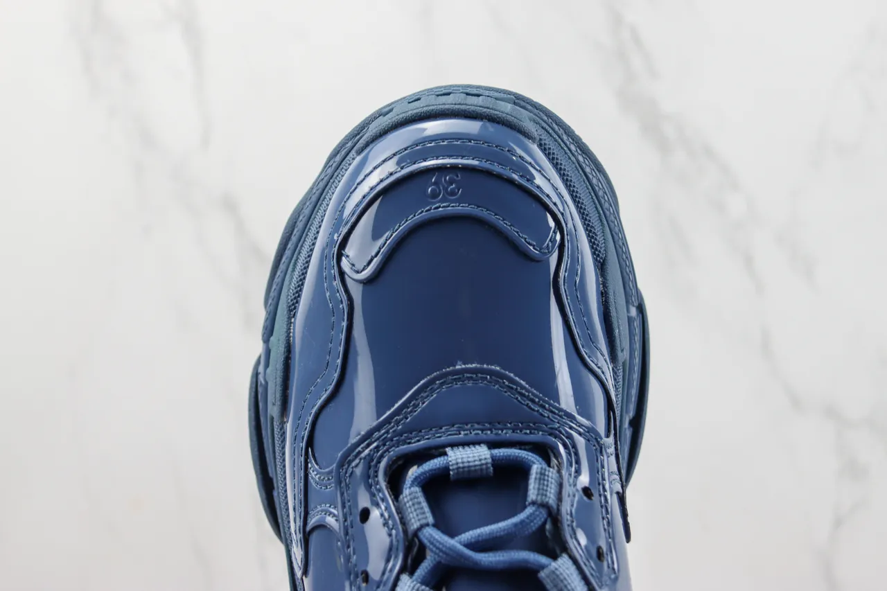 Balenciaga Triple S 亮面蓝厚底运动鞋 6