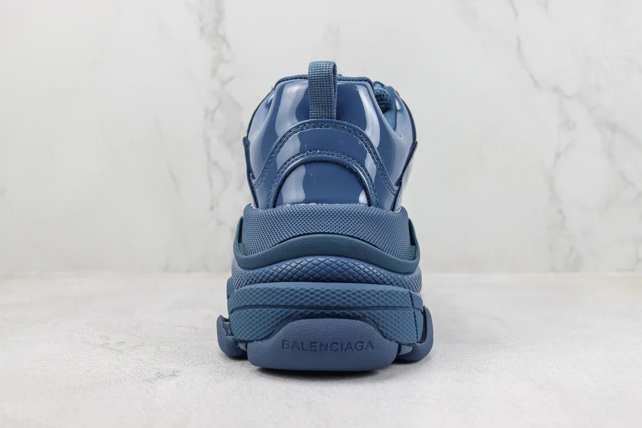 Balenciaga Triple S 亮面蓝厚底运动鞋 9