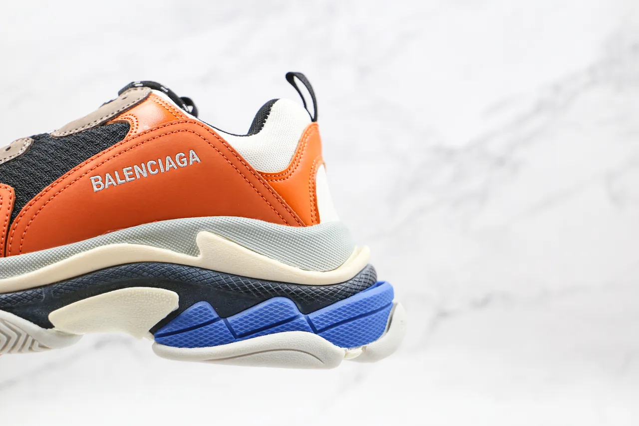 Balenciaga Triple S Orange Black White Blue Chunky Sneakers 3