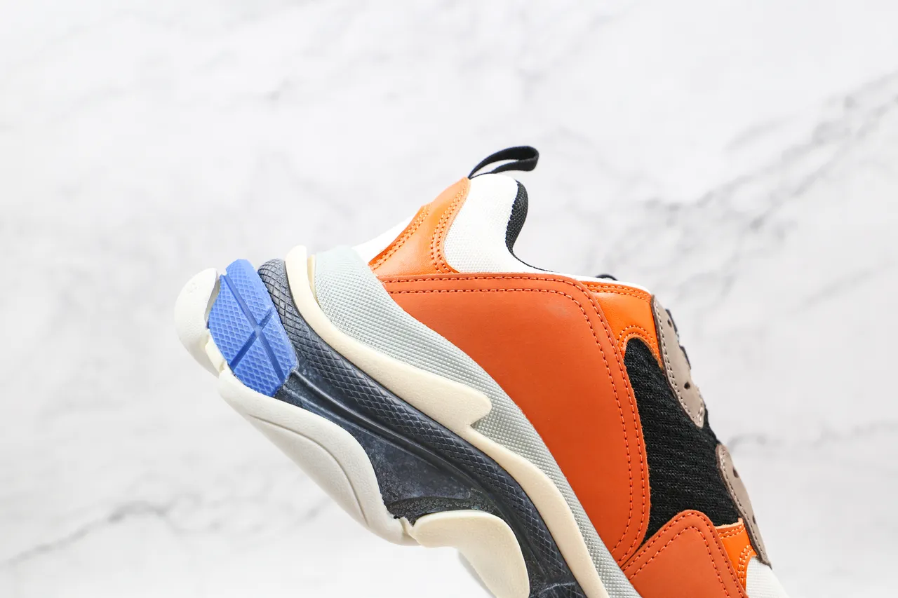 Balenciaga Triple S Orange Black White Blue Chunky Sneakers 6