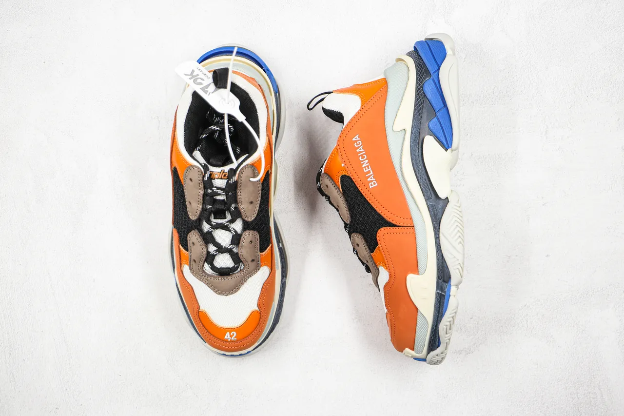 Balenciaga Triple S Orange Black White Blue Chunky Sneakers 8