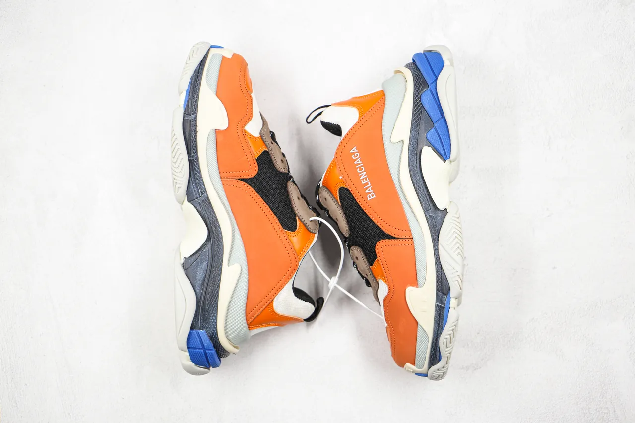 Balenciaga Triple S Orange Black White Blue Chunky Sneakers 9