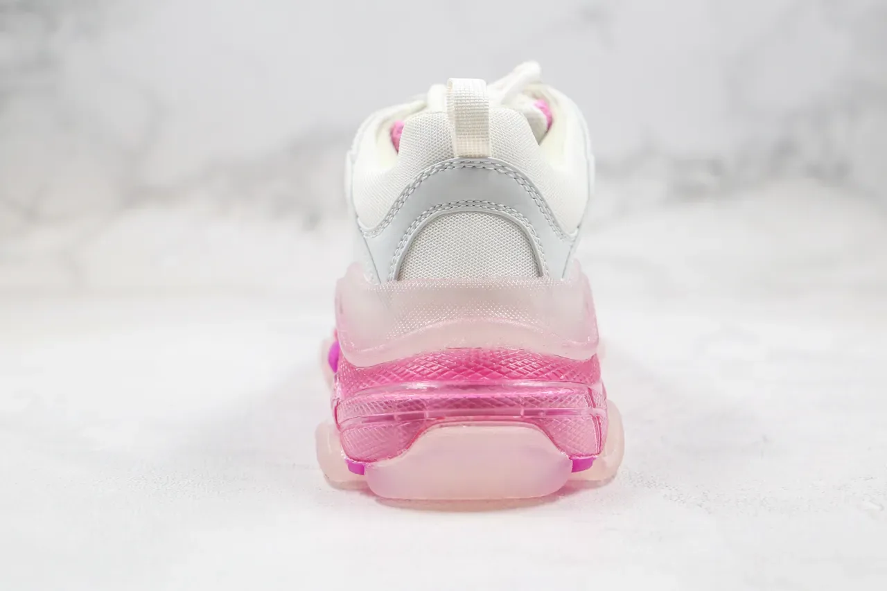Balenciaga Triple S 白粉色透明白厚底运动鞋 3