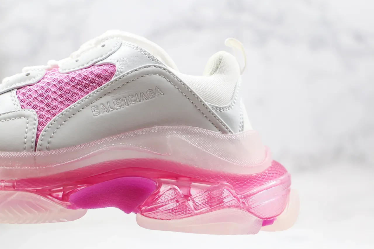 Balenciaga Triple S 白粉色透明白厚底运动鞋 6