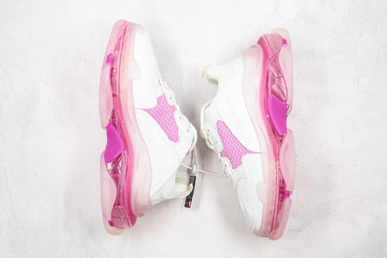 Balenciaga Triple S 白粉色透明白厚底运动鞋 7