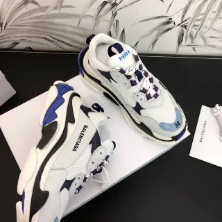 Balenciaga Triple S White Navy Blue Purple Chunky Sneakers