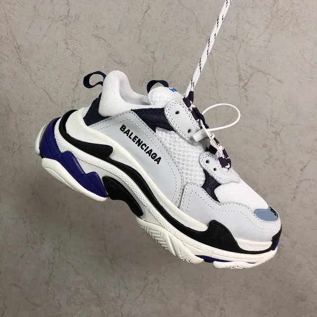 Balenciaga Triple S Blancas, Azul Marino, Púrpura Zapatillas Chunky 5