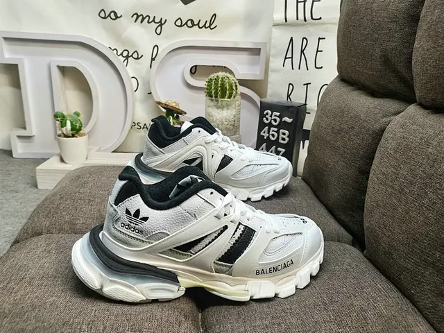 Balenciaga Triple S x Adidas Pink and Silver Chunky Sneakers 2